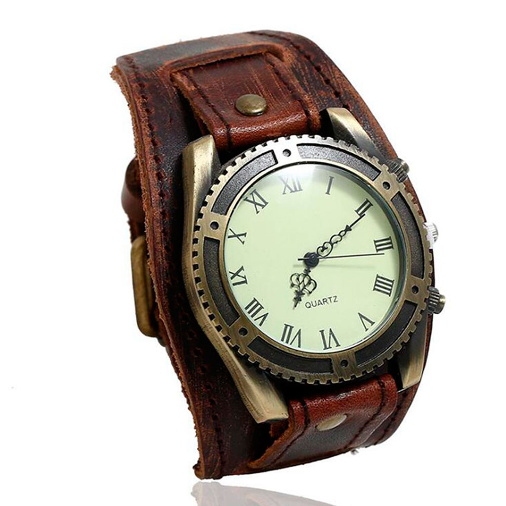Luxury Watch Vintage - 2025 ホット販売ヴィンテージ牛革ブレスレットウォッチ男性女性腕時計ローマ数字カジュアルクォーツ時計レロジオ Feminino