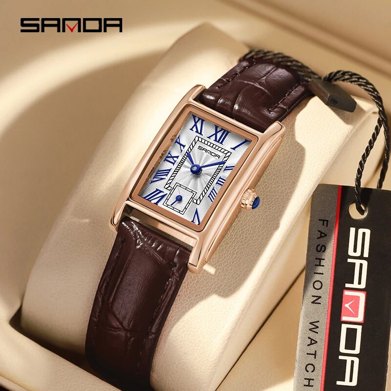 Luxury Watch Vintage - 女性用アナログ腕時計,エレガントなデザイン,長方形のダイヤル,耐水性,クォーツムーブメント,ビジネス,新しいファッション,2024, 1116