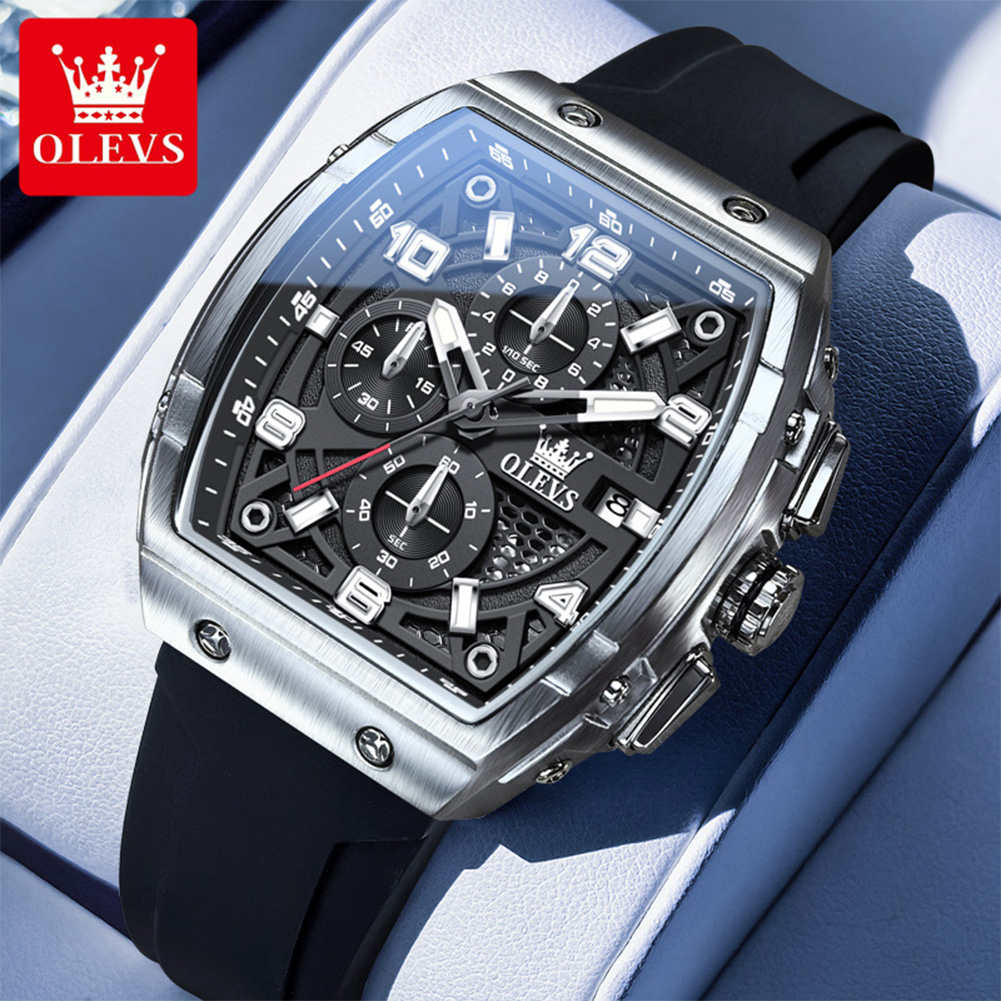 Luxury Watch Maker - OLEVSメンズ腕時計2976高級ファッショントノー型クォーツ腕時計男性用オリジナルブランドムーブメントシリコンストラップ防水クロノグラフ