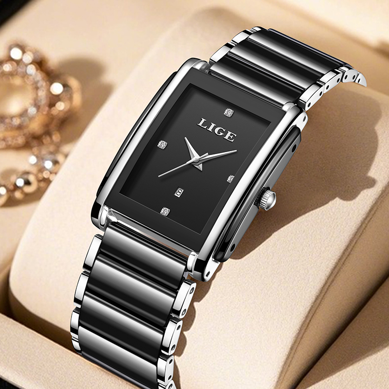 Luxury Watch Lady - LIGE 新しい高級女性腕時計エレガントなセラミッククォーツ腕時計防水日付ファッションギフト女性のための腕時計 Relojs Mujer + ボックス