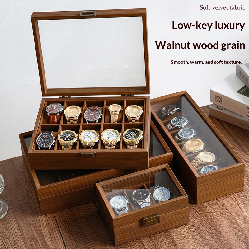 Luxury Watch House - ブラックウォールナット木目調時計収納ボックス時計配置ボックス高級木製時計ボックス家庭用時計コレクションケース