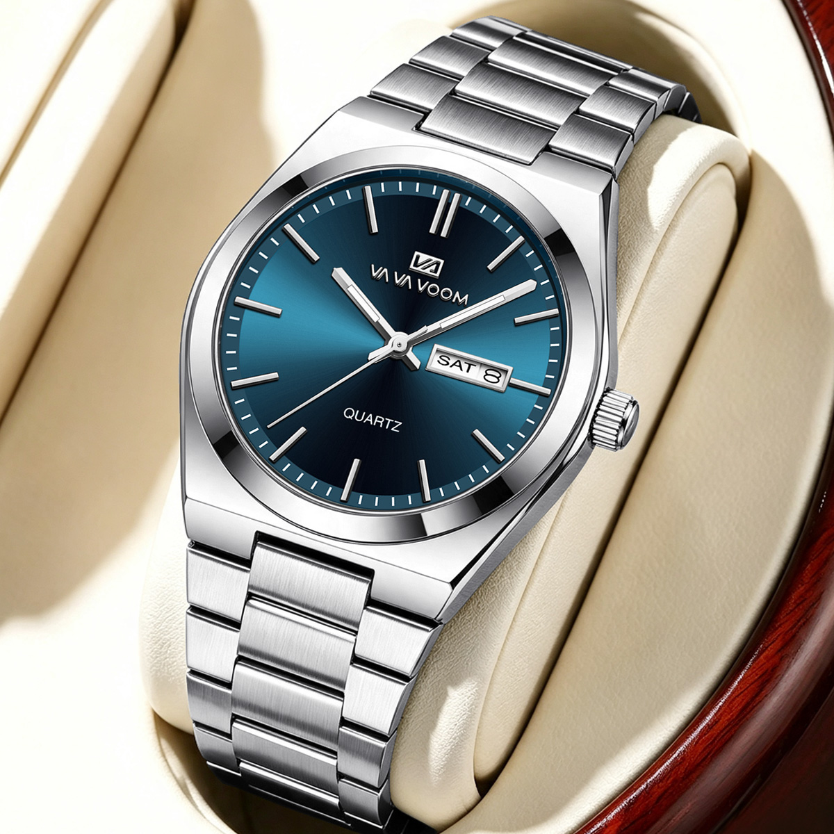 Luxury Watch Longines - 男性用高級腕時計 3Bar防水 夜光 日付・曜日表示 シルバーステンレススチール製 メンズカジュアルクォーツ腕時計