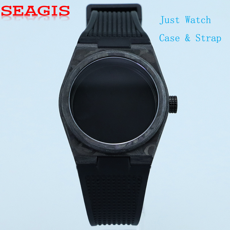 Exhibition Caseback - SEAGIS カーボンファイバー製時計ケース 40mm 自動巻き時計、PRX 高級防水ダイビング、NH35 ムーブメント時計アクセサリーストラップモデル