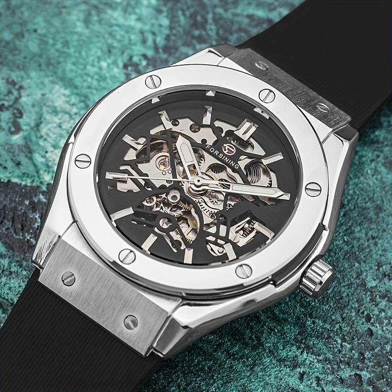 Luxury Watch Value - 新しいハイエンドでスタイリッシュな、軽量で高級感のある、トレンディな男性向けの高価値機械式時計、スケルトンデザイン、シリコンストラップ、若い学生向けの個性的な高級メンズウォッチ、男性へのギフトに最適です。