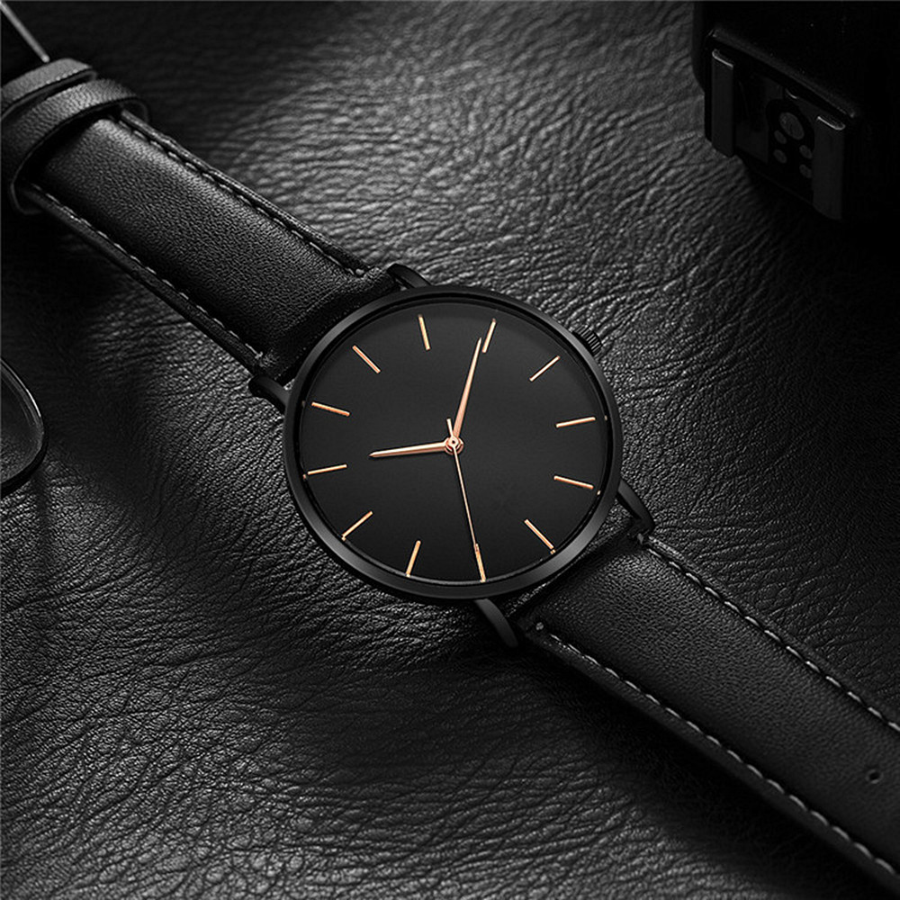 Luxury Watch Maker - シンプルなアナログクォーツメンズ腕時計、高級ブランド、超薄型レザーベルト、メンズファッションカジュアル腕時計、男性用時計、男性用腕時計