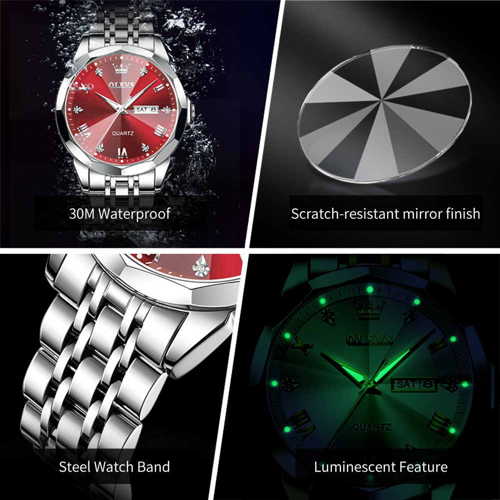 OLEVS ブランドオリジナルビジネスメンズクォーツ時計ウィ - Luxury Watch Maker のレビューと価格