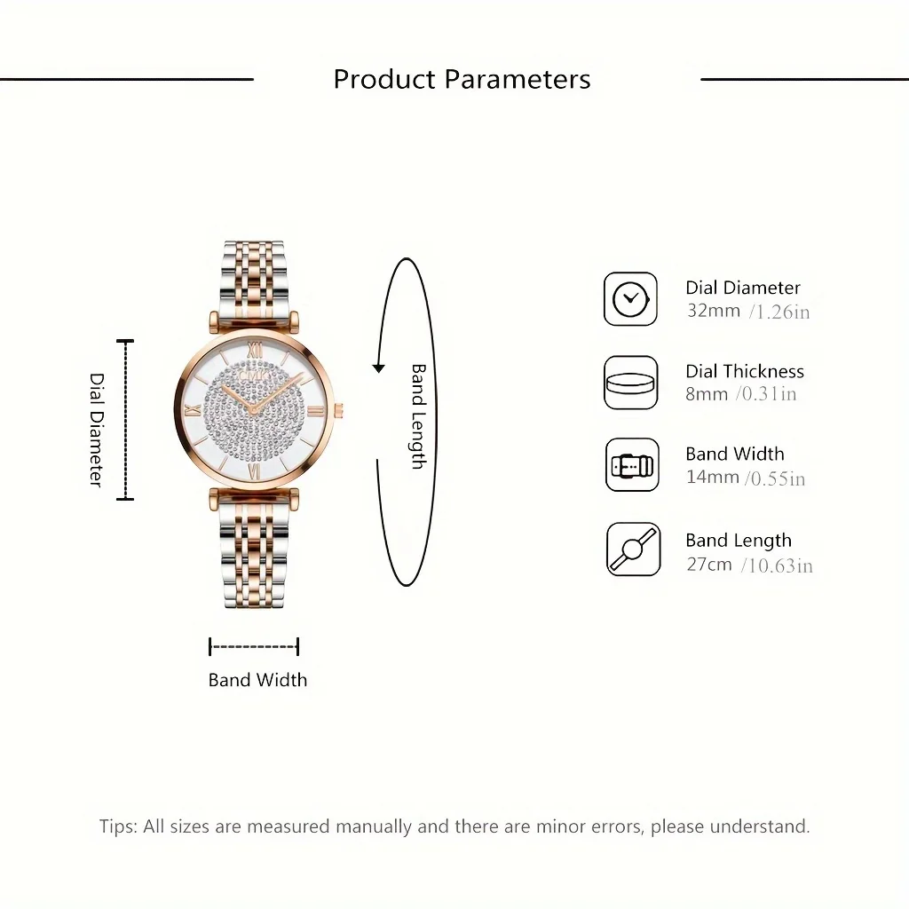 ローマ数字のクォーツ時計,ラインストーンの装飾が施されたラウ - Luxury Watch Vintage のレビューと価格