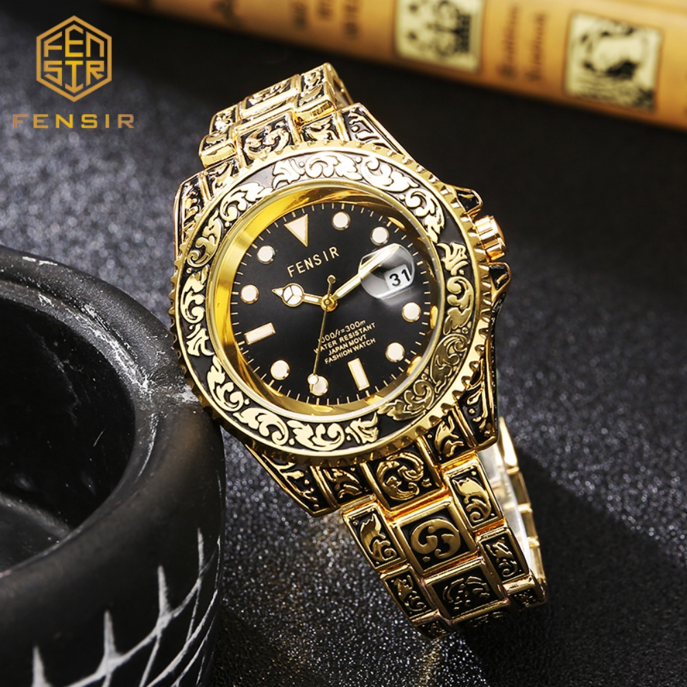 ヴィンテージエンボス加工メンズクォーツ時計、彫刻入りパーソナ - Luxury Watch And Price のレビューと価格