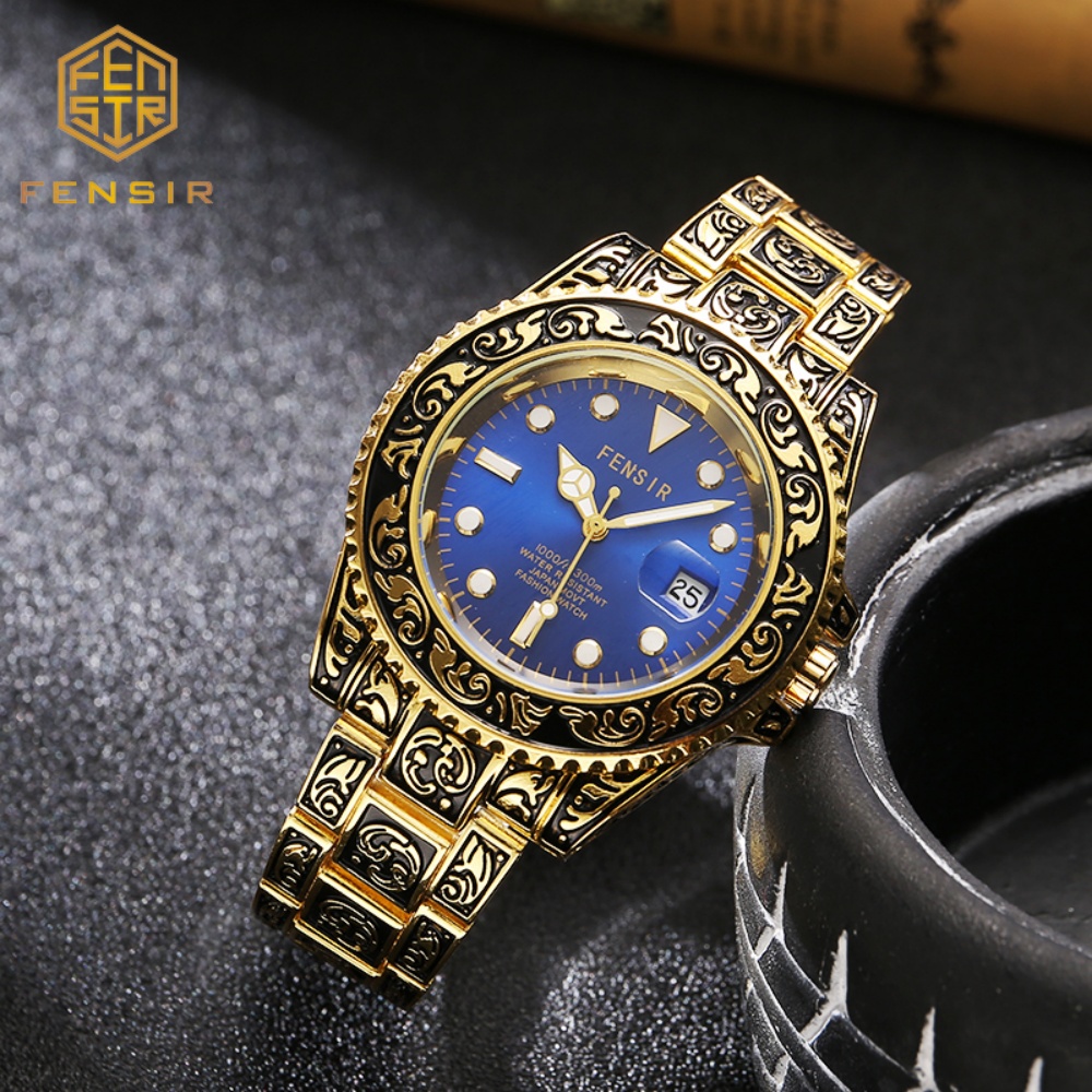 ヴィンテージエンボス加工メンズクォーツ時計、彫刻入りパーソナ - Luxury Watch And Price のレビューと価格