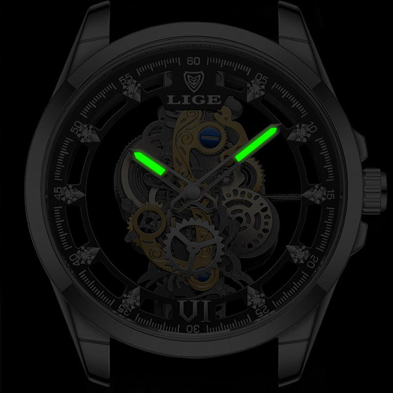 LIGE ファッショントップ高級メンズ腕時計スケルトン自動ク - Luxury Watch Maker のレビューと価格