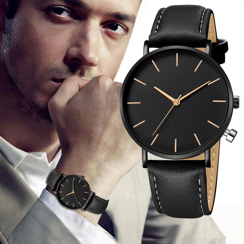 シンプルなアナログクォーツメンズ腕時計、高級ブランド、超薄型 - Luxury Watch Maker のレビューと価格